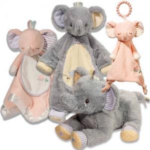 Pink and Grey elephant plush stuffed toys for baby.